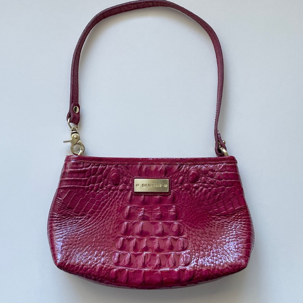 Brahmin Pink Crocodile Embossed Shoulder Bag